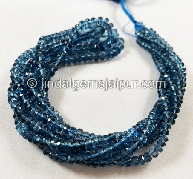 London Blue Topaz Faceted Roundelle Beads